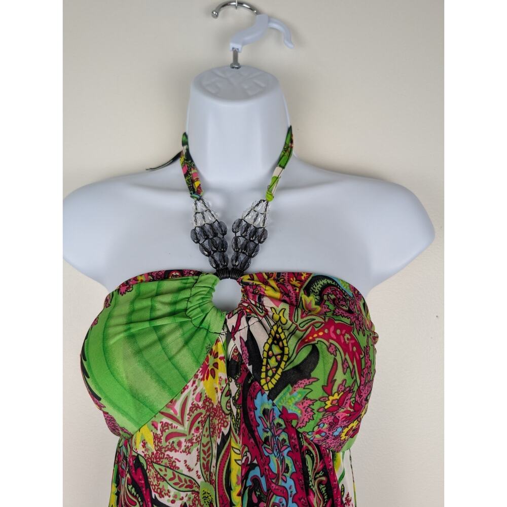 Elegant Green and Pink Maxi Dress - Picture 2 of 8
